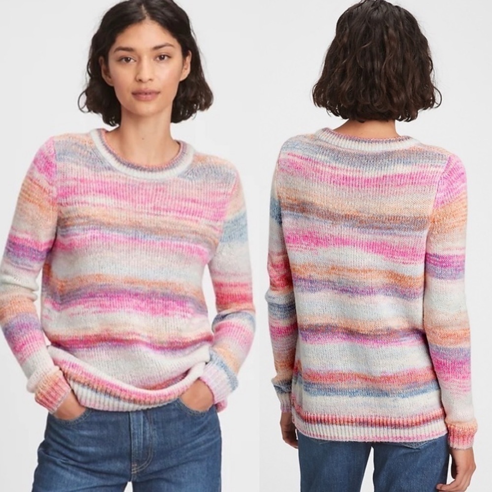 GAP Pink Spacedye Striped Forever Cozy Long Sleeve Lagenlook Scandigirl Sweater